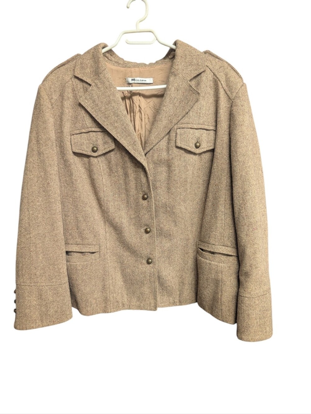 NyGard Collection Brown Tweed Military Style Blazer Jacket | Women's